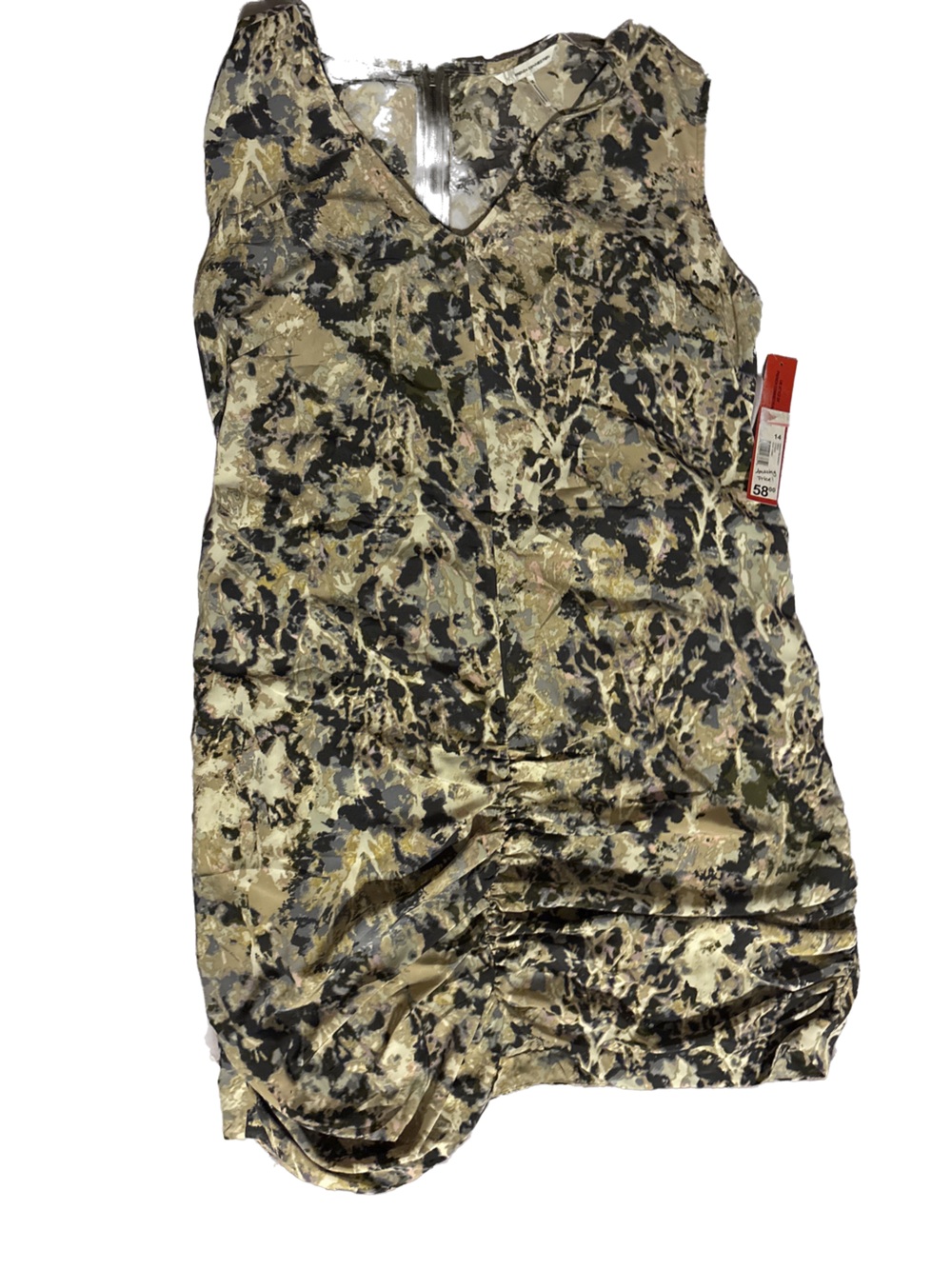 French Connection Floral Camouflage Blouse in Olive, Cream & Pink